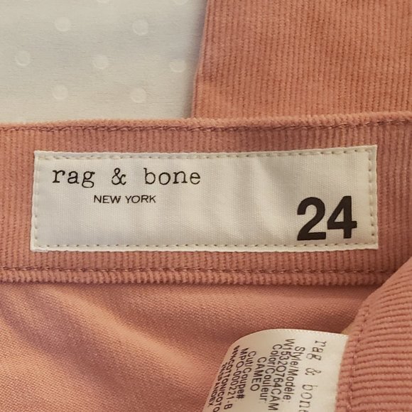 RAG & BONE Cameo High-Rise Super Soft Corduroy Skinny Jeans in Pink Size 24 - Picture 10 of 11